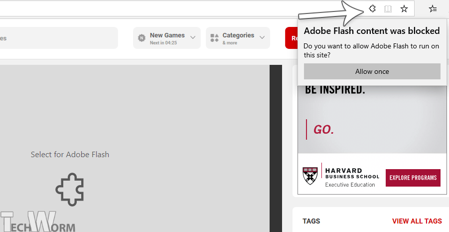 Microsoft Edge Flash unblocking