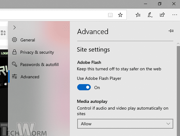 Enable Flash for All Sites on Edge