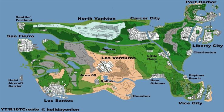 Fan Creates GTA 6 Map Concept With All The Classic Cities - 9