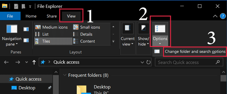  change folder and search options