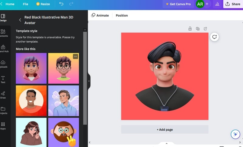 Canva for avatars