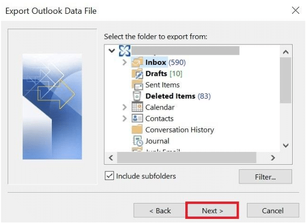 export outlook data file