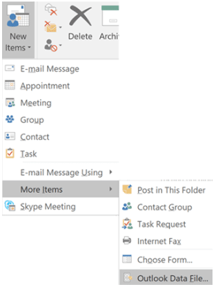 new outlook data file