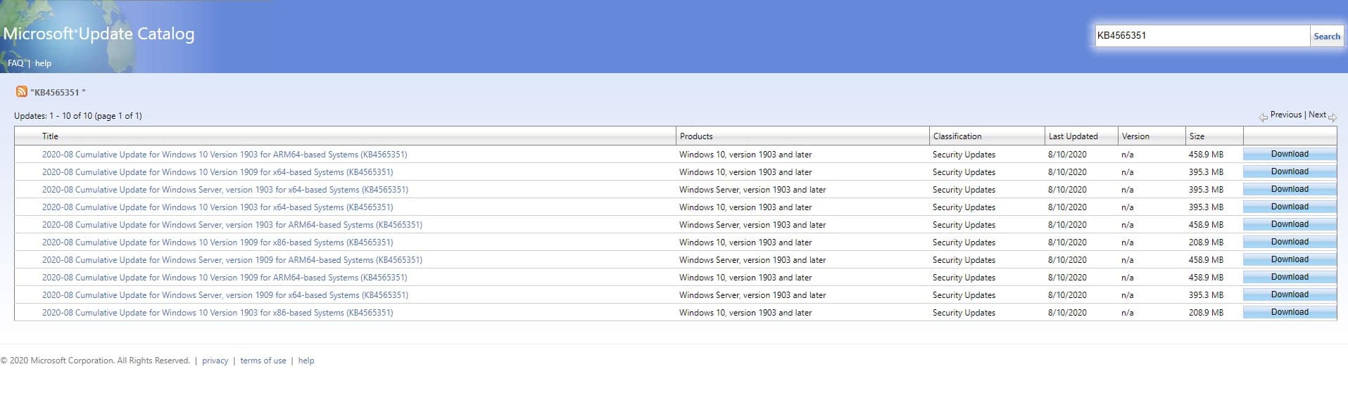 Microsoft Update Catalog