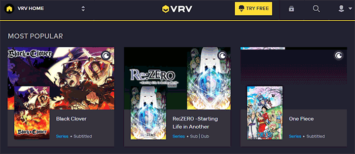 VRV for Anime streaming