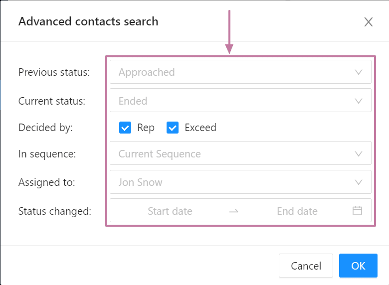 Exceed.ai Advanced Contact Search
