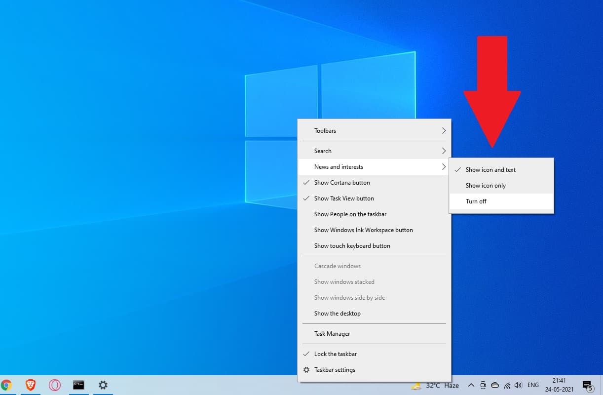 How To Remove The News And Interests Widget From Windows 10