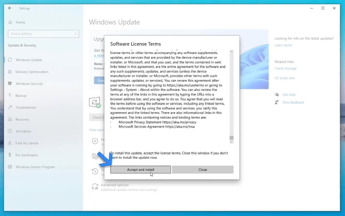 Windows 11 Update Agreement