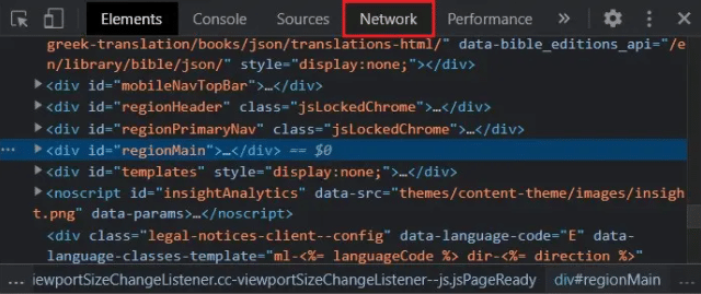 Open Network Tab