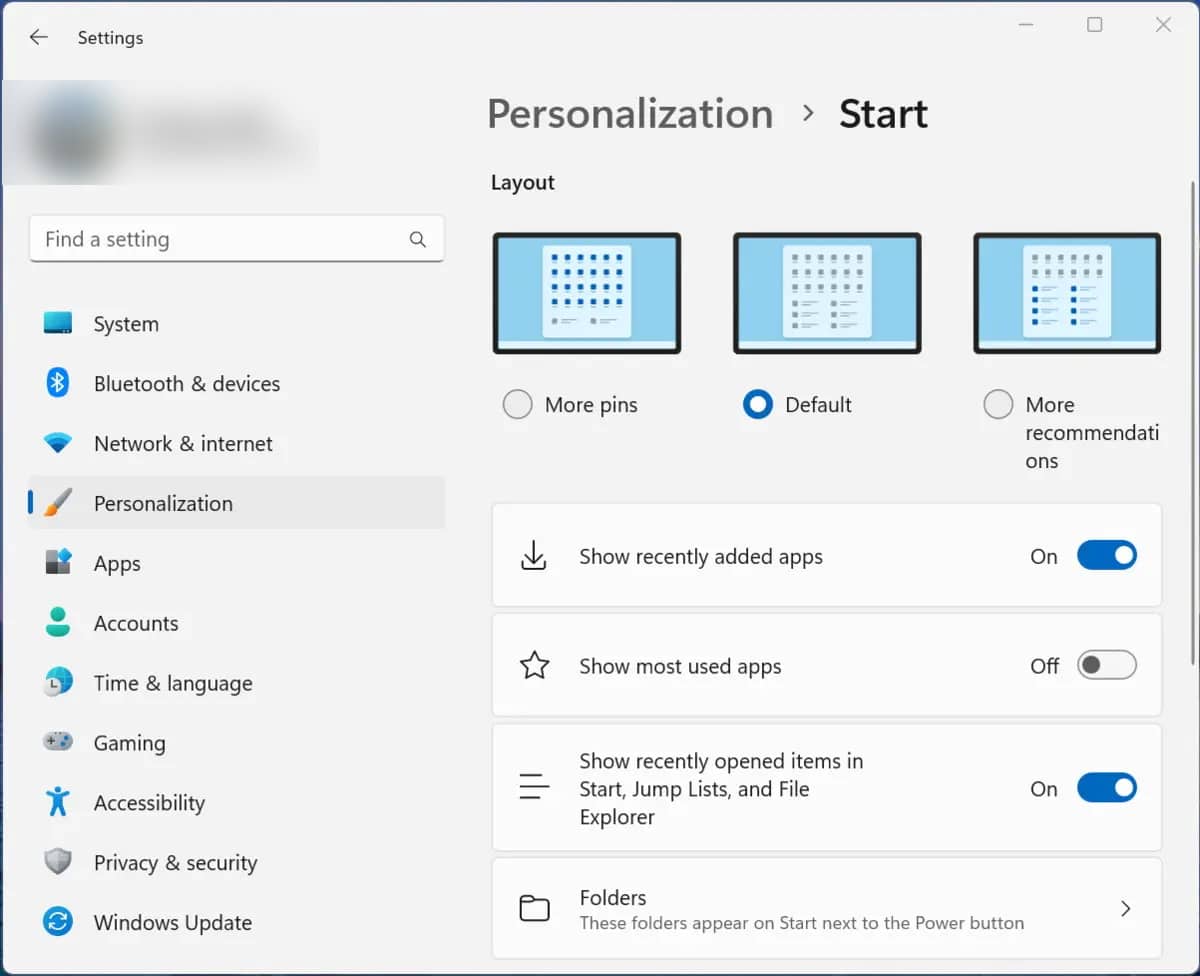 Three Start menu layouts