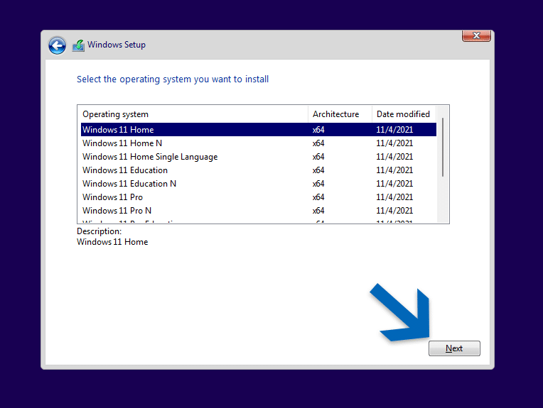 Windows 11 version select