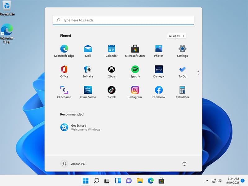 Windows 11 Start Menu