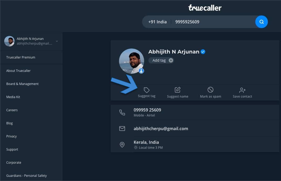 Suggest Name in Truecaller