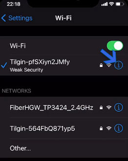 Wifi Option on iOS