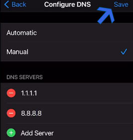 Save DNS on IOS