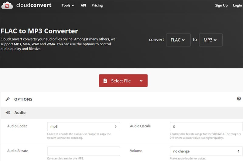 Convert FLAC File online