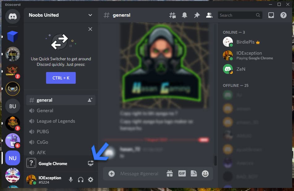 Select Stream Button on Discord