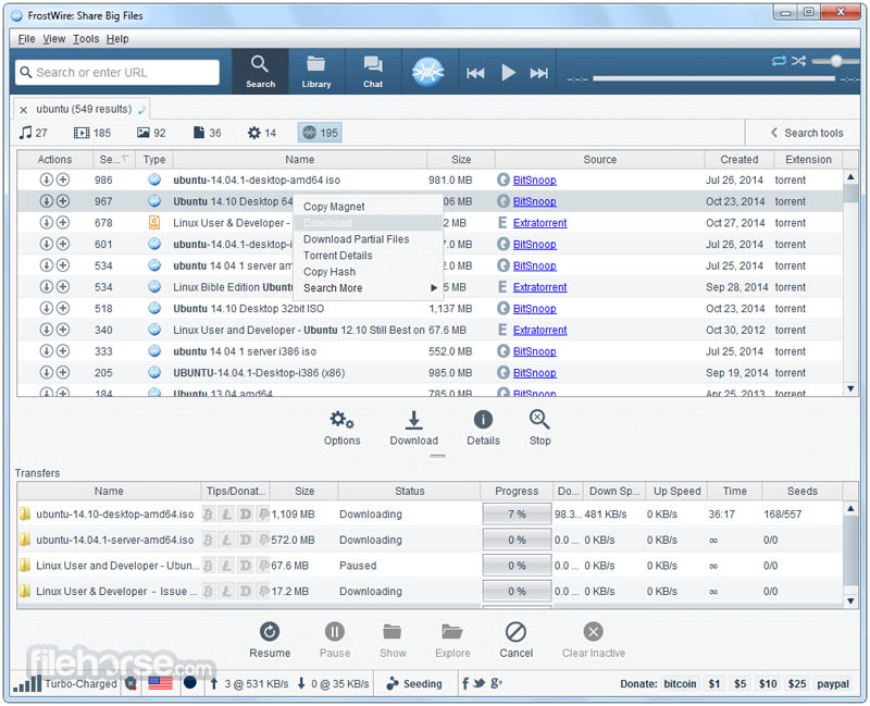 Cliente de Frostwire Mac Torrent