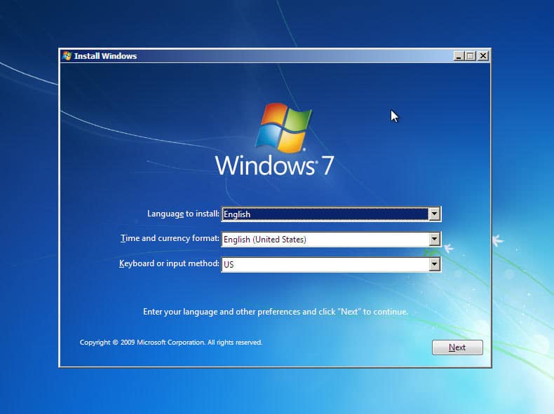Windows 7 Installation Wizard