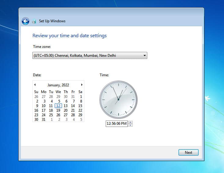 Windows 7 time and date settings