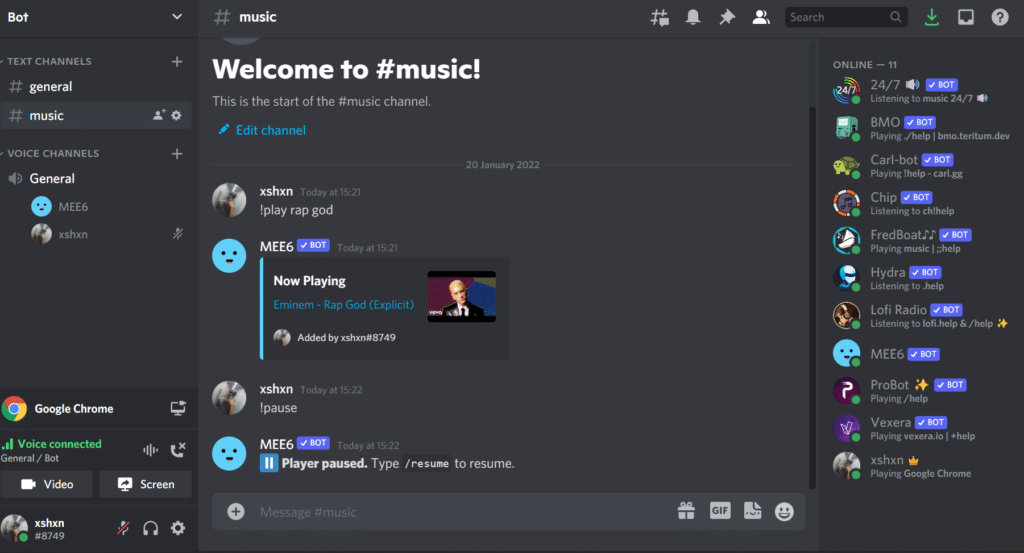 MEE6 Discord music bot