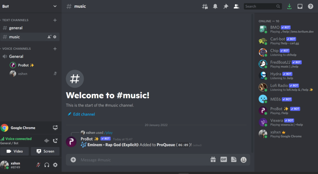 Probot Discord music bot