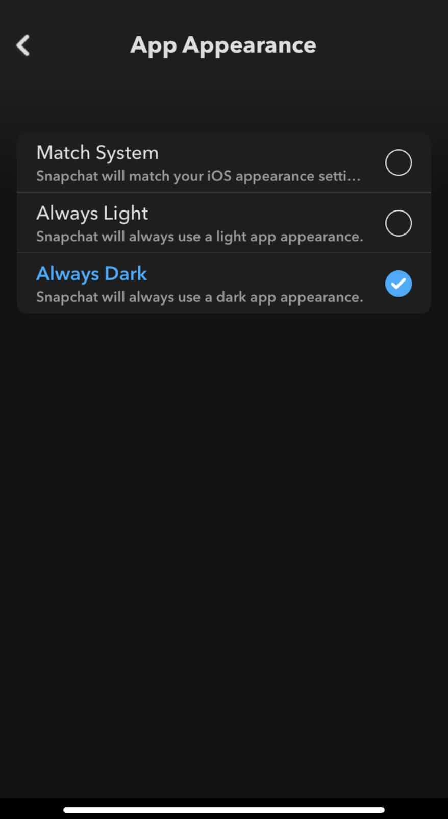 Snapchat Dark Mode iOS