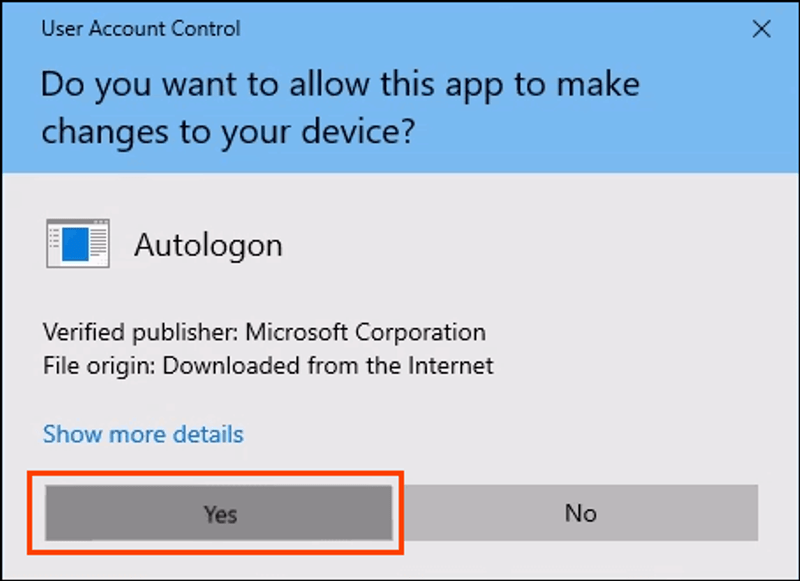 Auto login Windows 10