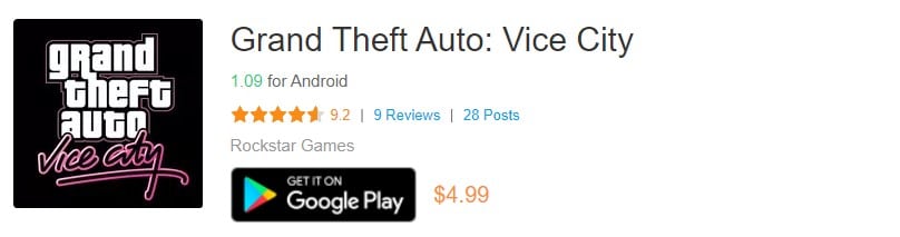 GTA Vice City full APK OBB: Google Play Store is the only legal way to  download game