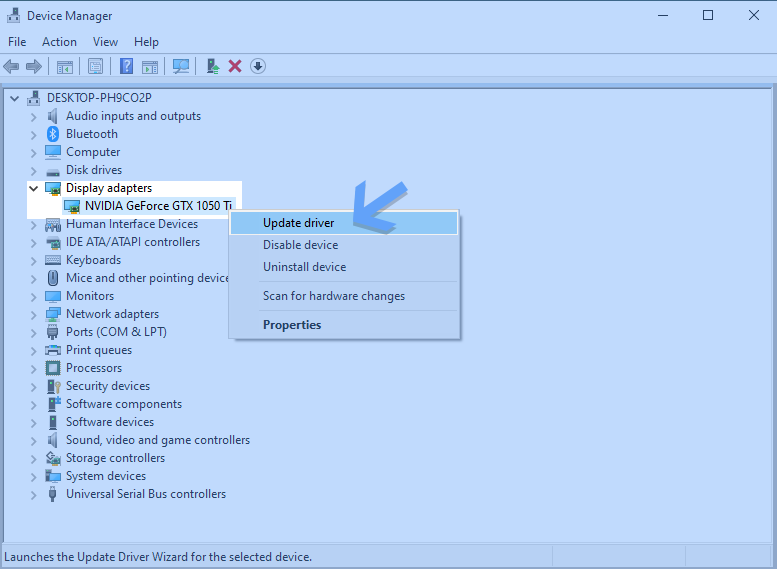 Device Manager in Windows 10