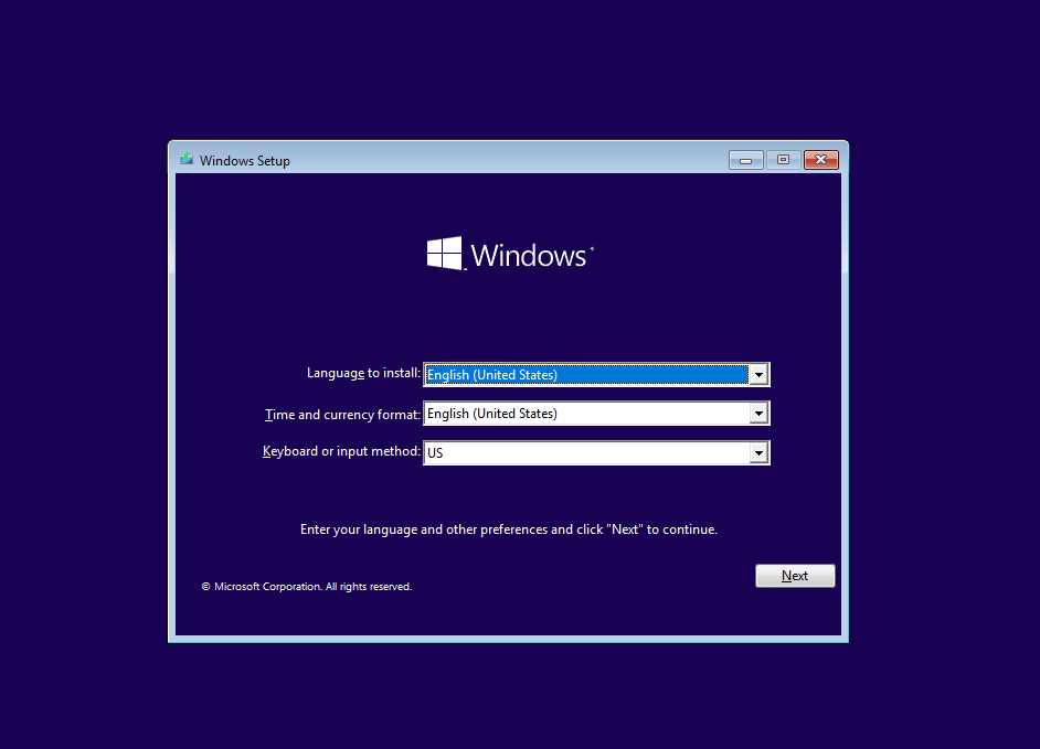 Windows 10 installing