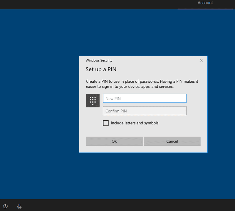 Windows 10 create pin