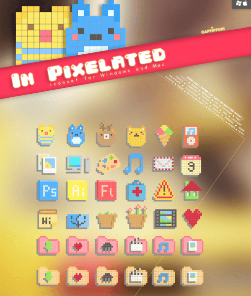 Cat Doodle Theme Computer Desktop Icon Folder Pack for Mac