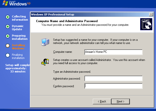 Add password to XP