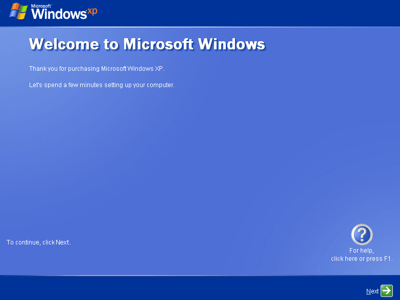 Windows XP Installed