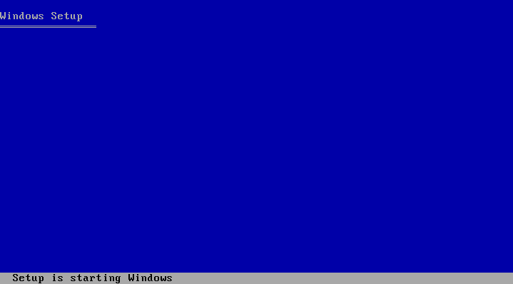 Windows XP installation start