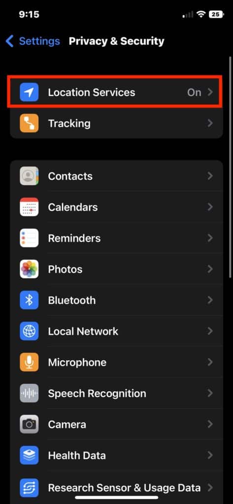location services iphone