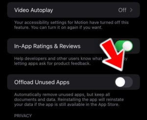 Offload Unused Apps