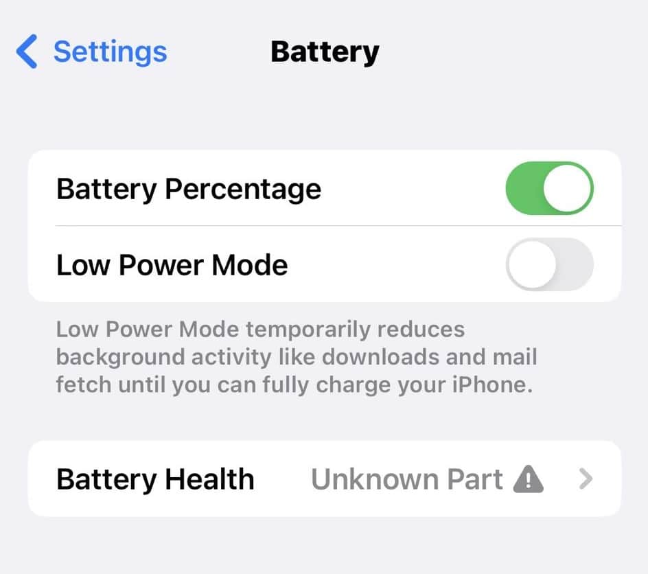 battery health unknown part