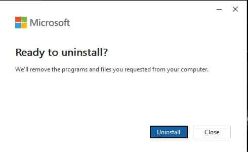 Uninstall confirmation for MS Office