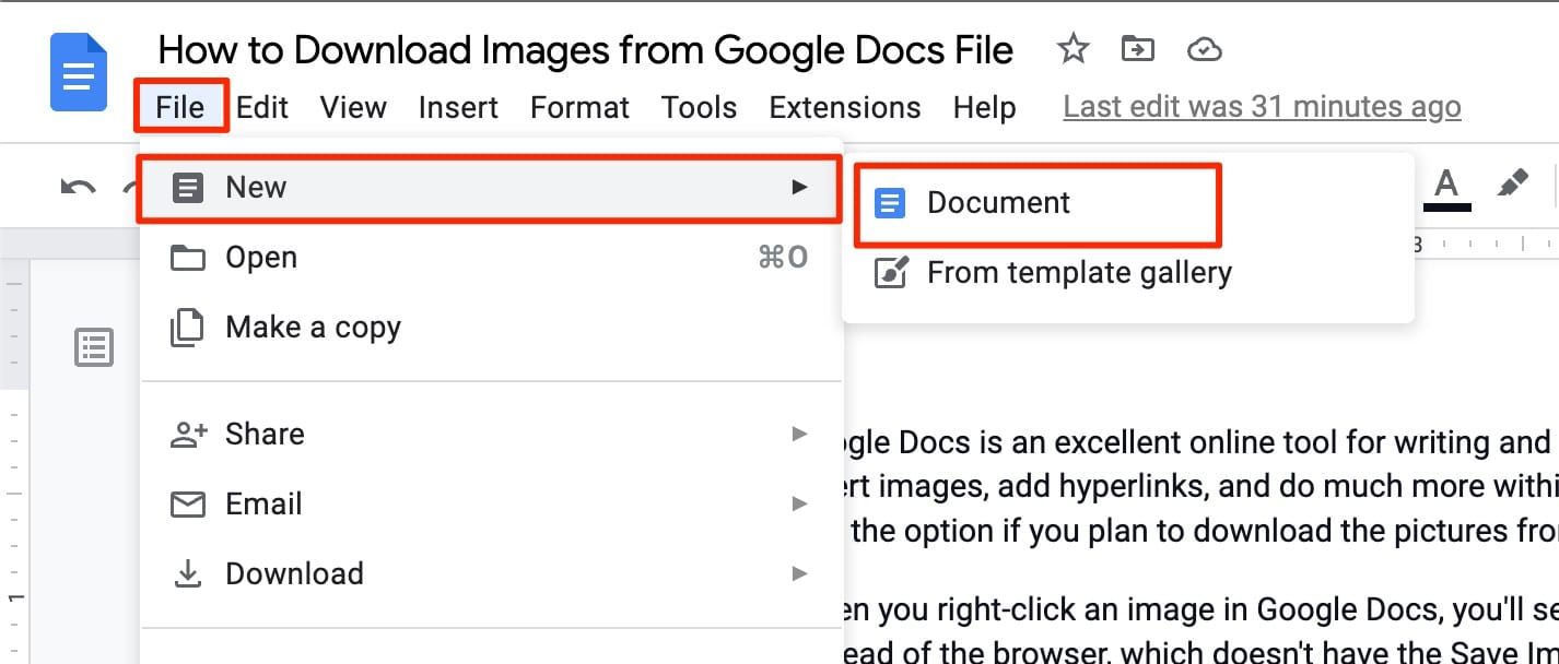 Create New Google Docs file
