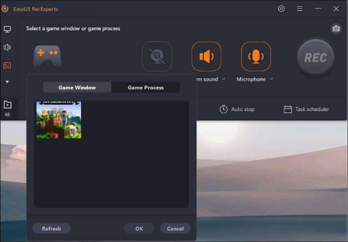 EaseUS RecExperts game window