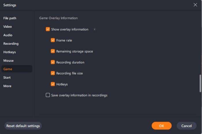 EaseUS RecExperts settings