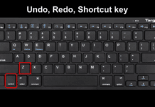 Undo, redo, shortcut key