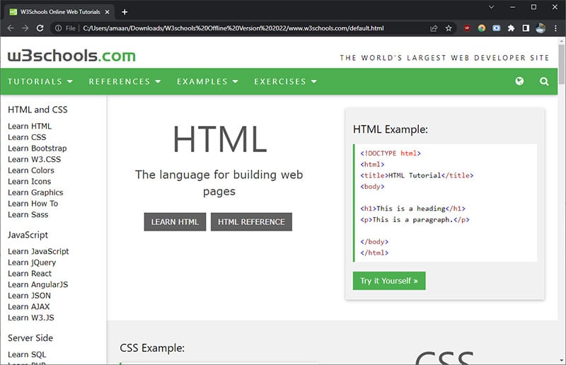 Use W3Schools offline