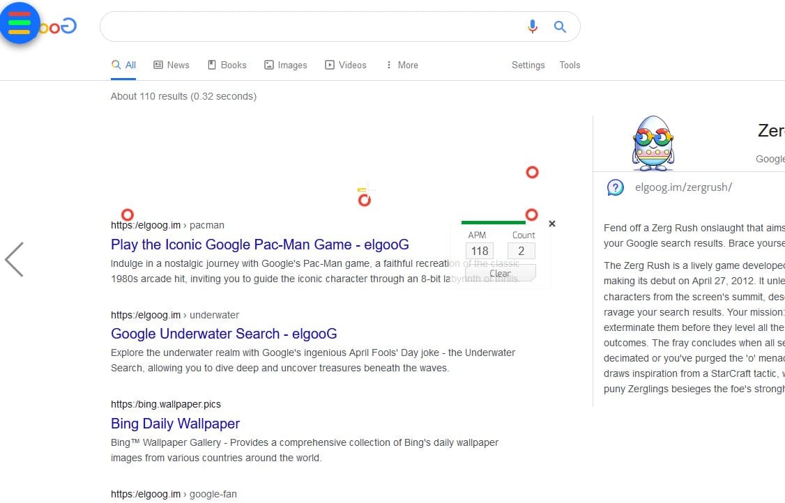 Zerg Rush Google Game
