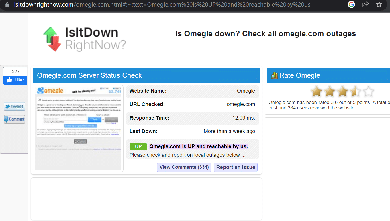 Check if Omegle Server is Active