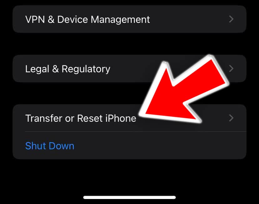 Transfer Or Reset iPhone