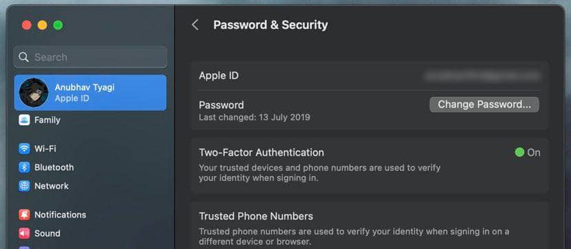 Apple ID Mac Change Password
