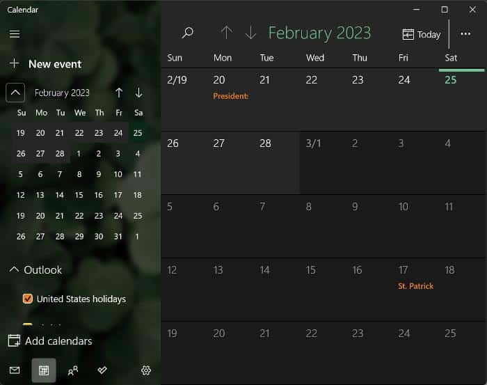 Windows 11 Calendar